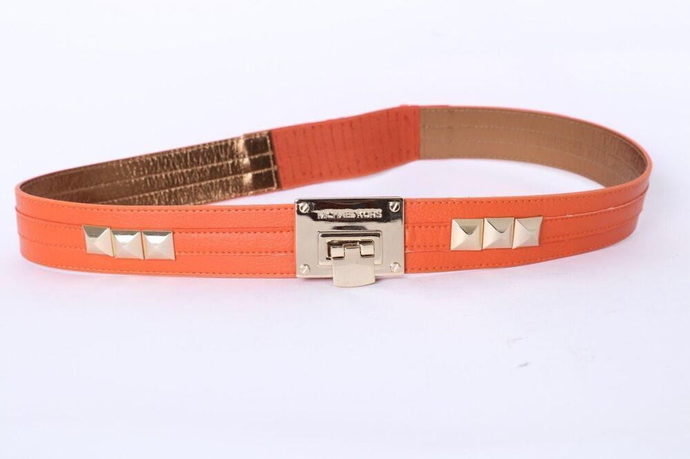 NWT Michael Kors size L Orange studded belt.